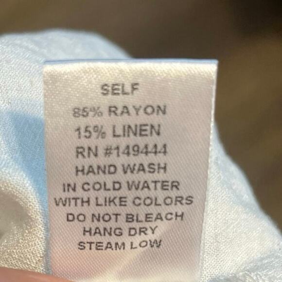 Allie Rose Linen Boho Blouse Womens Size Small 3/4 Sleeve Oatmeal Hippie Lace - Picture 7 of 8